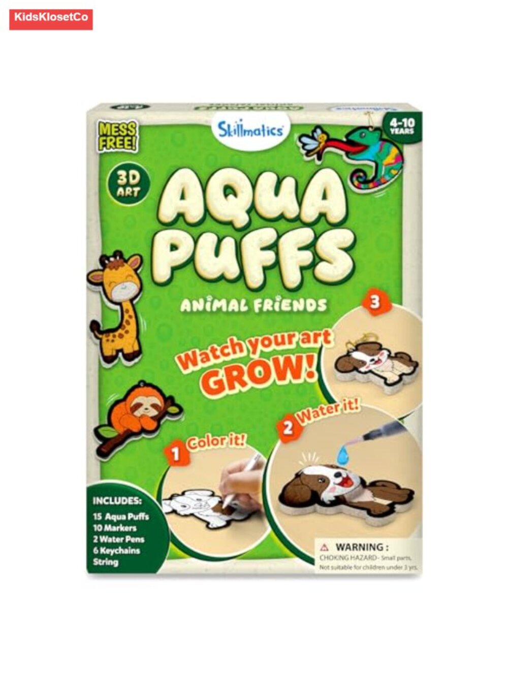 Skillmatics Aqua Puffs Animals Art Craft Paint by Number Gift for Kids